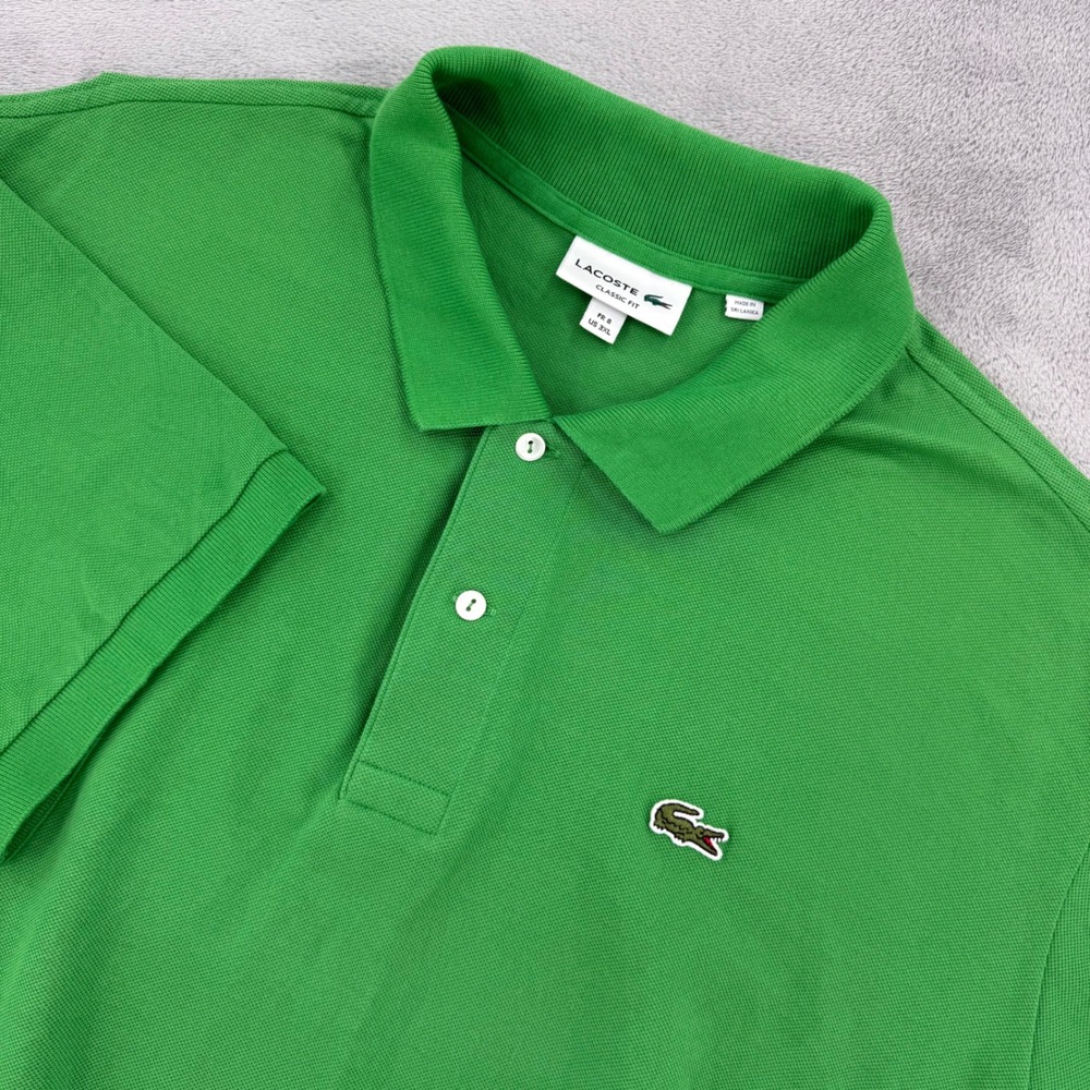 Lacoste Classic Fit Mens US 3XL Cotton Pique Polo Shirt Green 100% Cotton Golf
